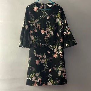 New York & Company Floral Black Dress Size M